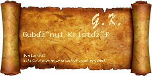 Gubányi Kristóf névjegykártya
